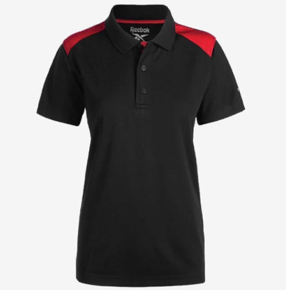 Reebok Women's Playoff Polo Shirt Black & Red Size: M NWT